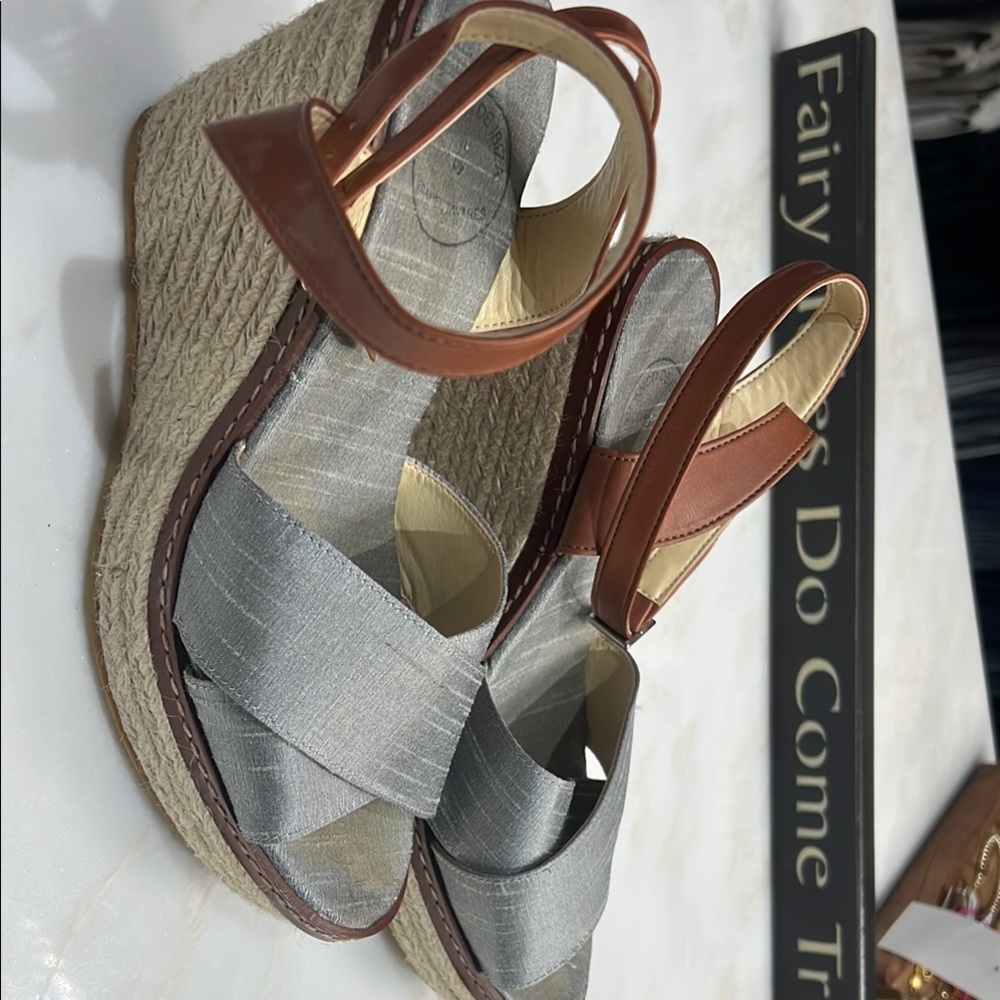 Stylish Gray and Brown Wedge Sandals